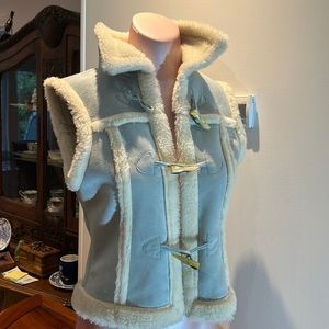 Faux Suede and Sheepskin Vest